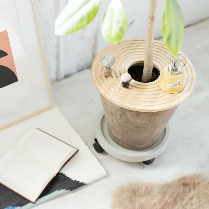 amabro アマブロ WOOD CIRCLE TRAY 植木鉢カバー Sサイズ