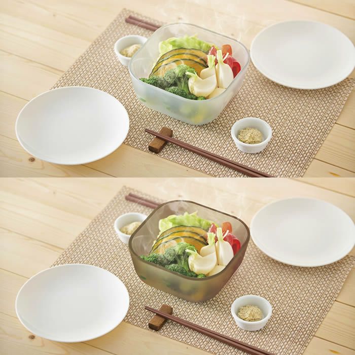 ガラス製電子レンジ調理器具スクエア型Lサイズ