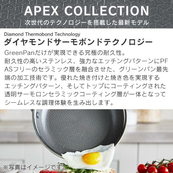 GREEN PAN エーペックス 深型フライパン 24cm ガラス蓋付き