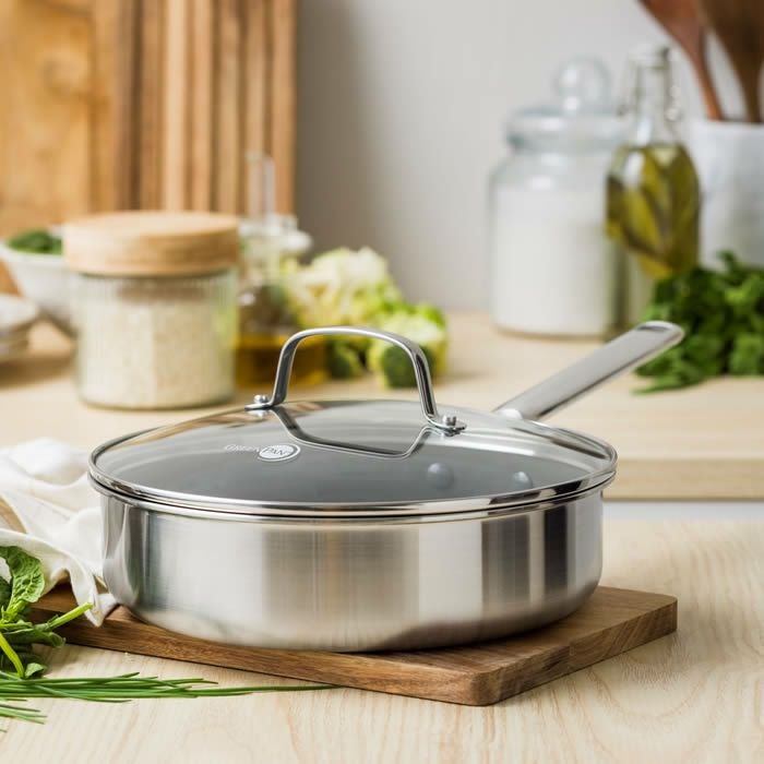 GREEN PAN エーペックス 深型フライパン 24cm ガラス蓋付き