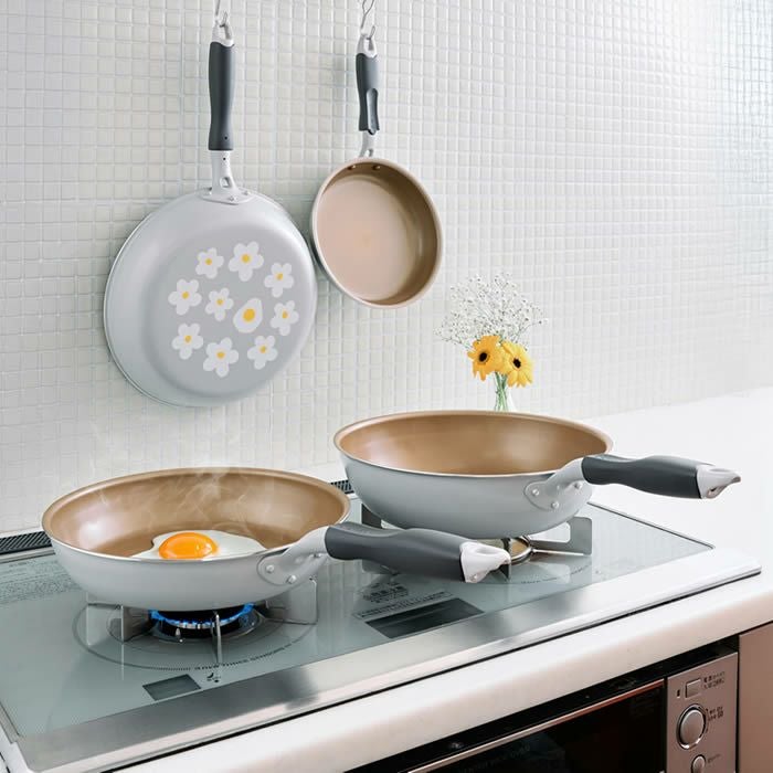 evercook エバークック ガス専用 軽量 フライパン 26cm 花柄グレー