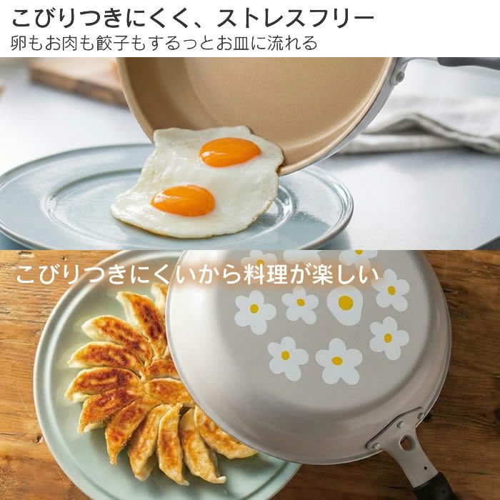 evercook エバークック ガス専用 軽量 着脱フライパン 6点セット 花柄グレー