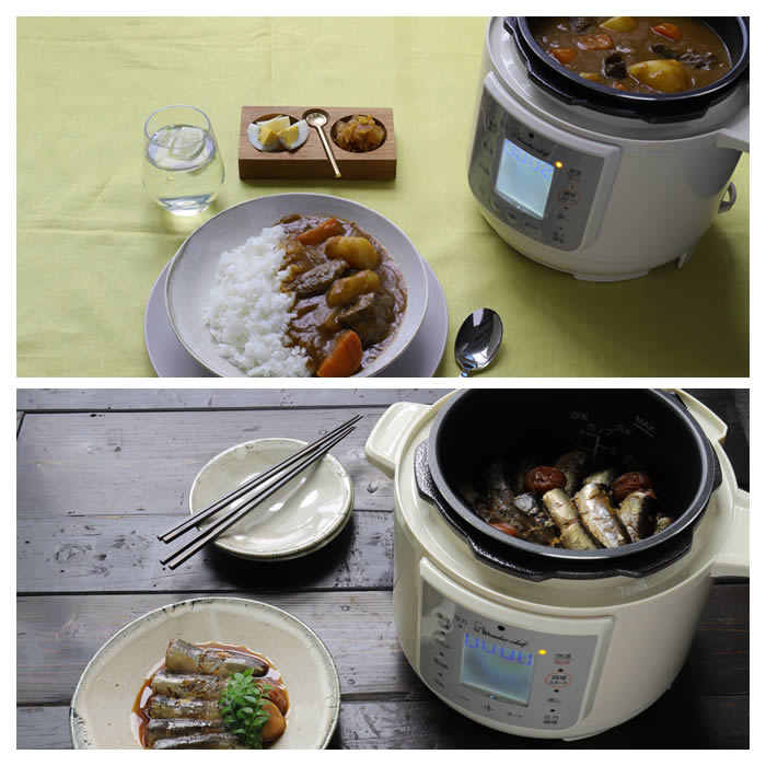 マイコン電気圧力鍋3.0L 楽ポン ヌージュ nooge 大きな液晶 バックライト 見やすい