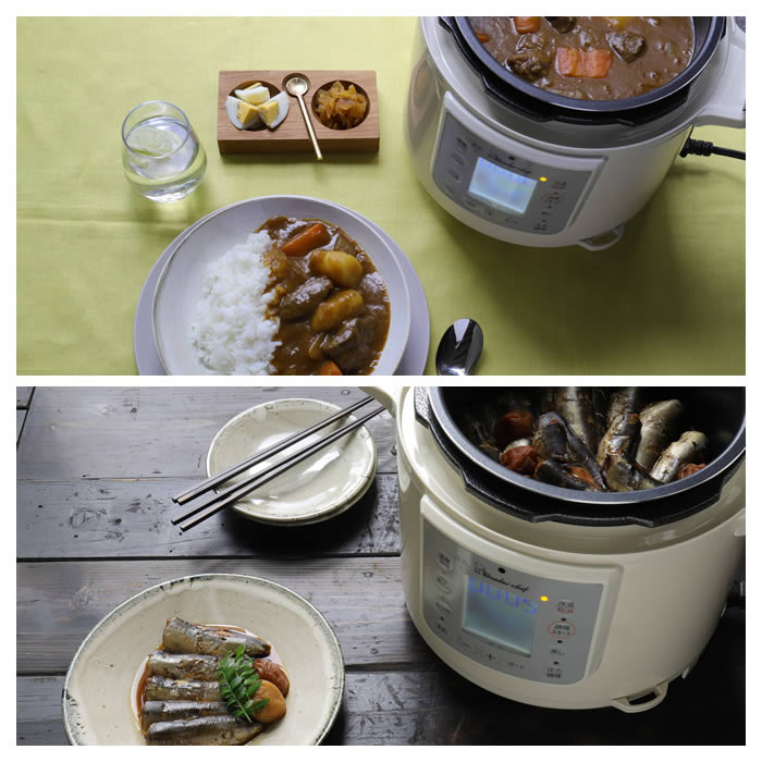 マイコン電気圧力鍋4.0L 楽ポン ヌージュ nooge 大きな液晶 バックライト 見やすい