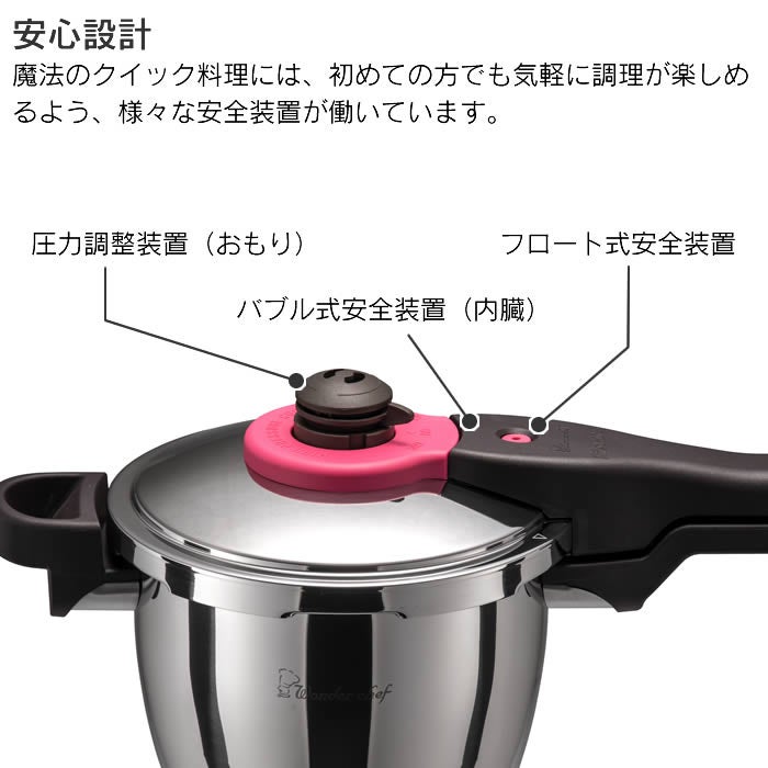 魔法のクイック料理 片手圧力鍋 3L