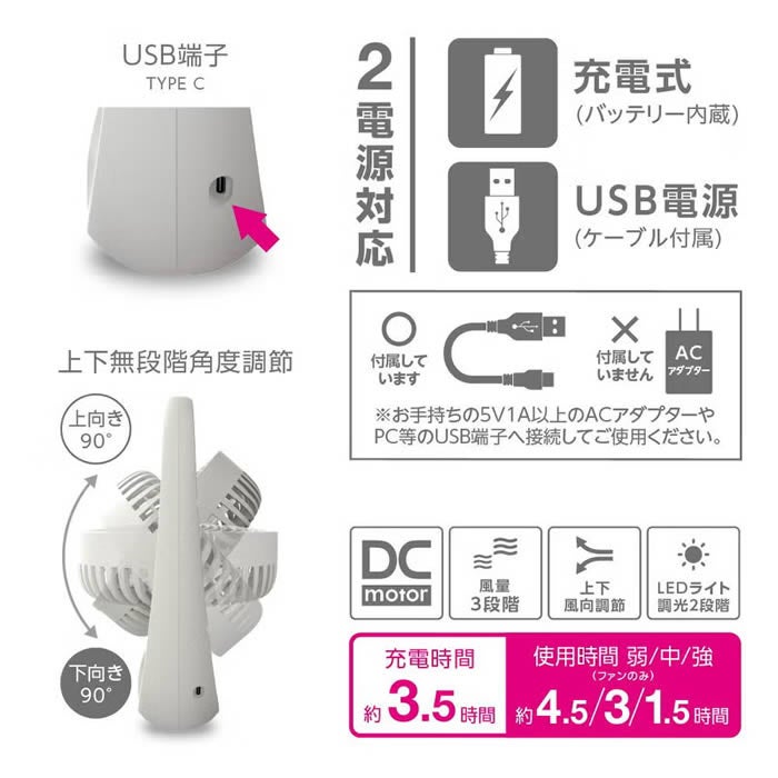 ポータブルファン 携帯扇風機