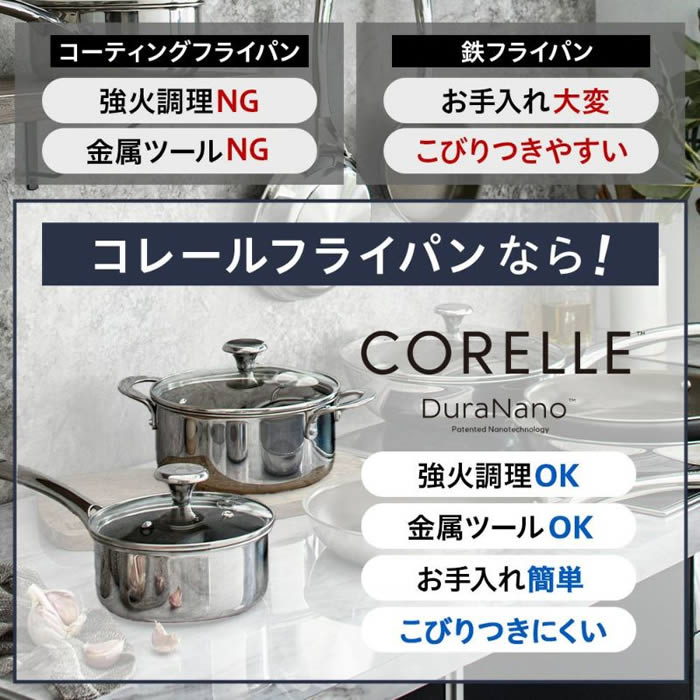 CORELLE コレール IH対応 マルチパン22cm ガラスふた付き
