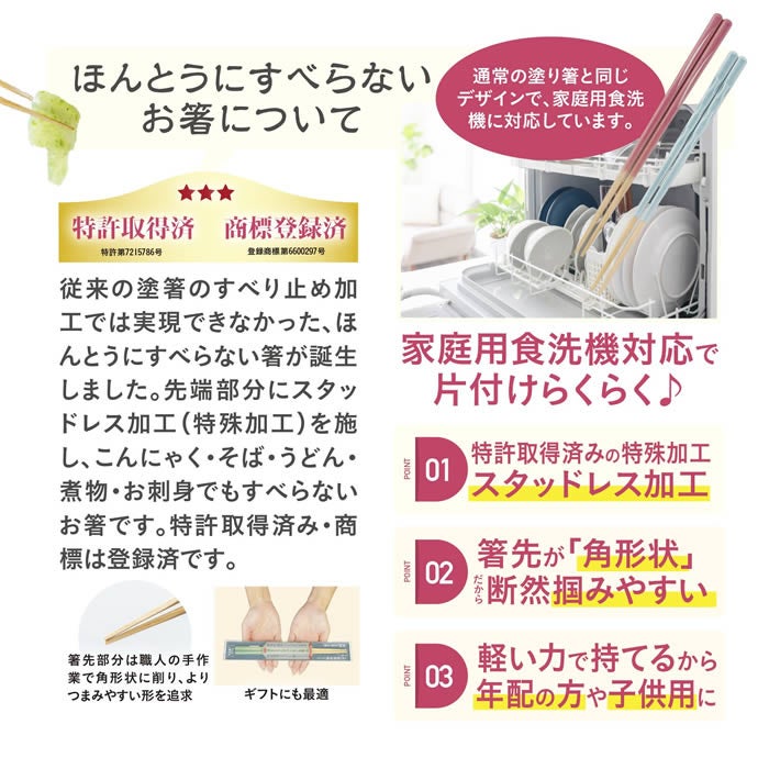 ほんとうにすべらないお箸