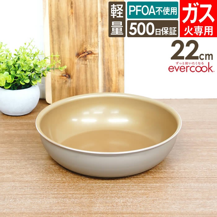 evercook エバークック fit 着脱式専用 ガス火専用 フライパン22cm グレージュ